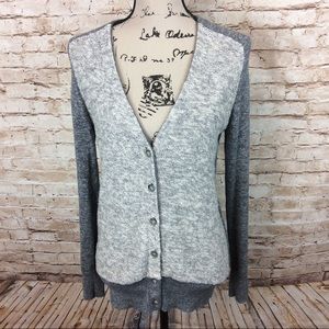 Loft Grey Two Tone Sparkle Cardigan Sweater S